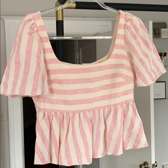 Zara Tops - Zara pink and white button back top
